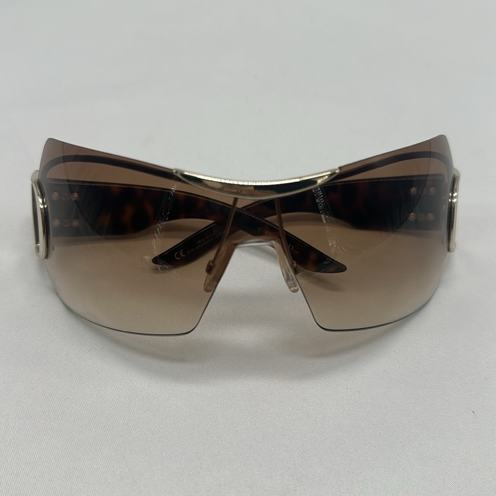 Christian Dior Airpseed1 Rimless Shield Sunglasses Brown Retro Vintage Rare Y2K - Picture 9 of 13